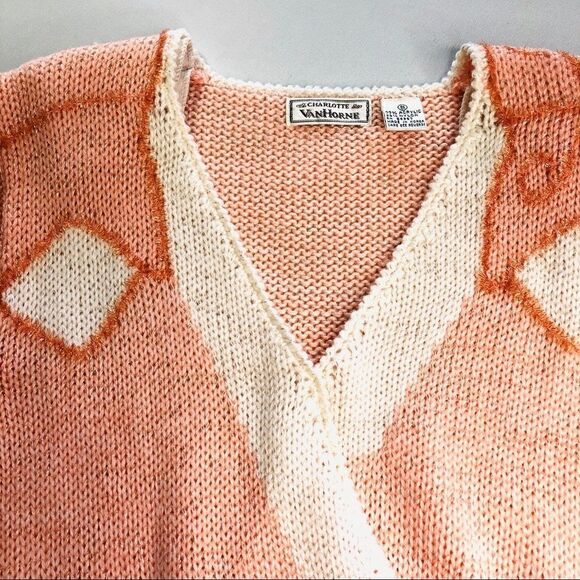CHARLOTTE Van HORNE V-neck Sweater, Peach Coral Pink - Picture 8 of 10